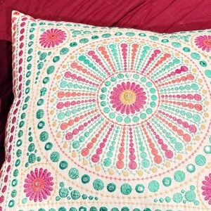 Colorful Embroidered Pillow